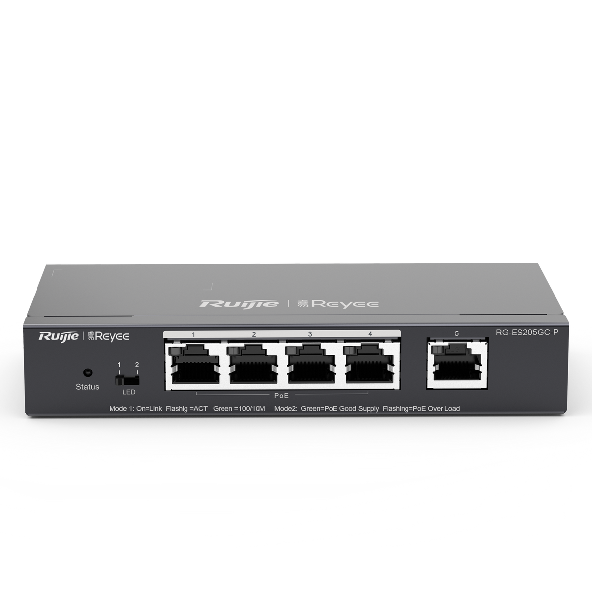 Reyee PoE 4+1 CH Switch med cloud, 54W PoE, 10/100/1000
