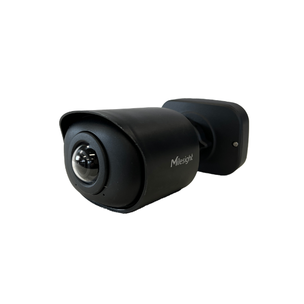 Milesight AI Mini-bullet panorama IP-kamera, 8.0MP, 1,64mm, FOV 180°, 30m IR, IP67/IK10, NDAA, sort