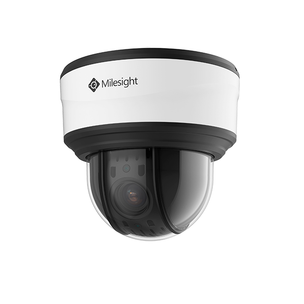 Milesight AI PTZ dome IP-kamera, 2,0MP, 5mm-117mm, FOV 60°-3°, 180m IR, IP66/IK10, NDAA, hvid