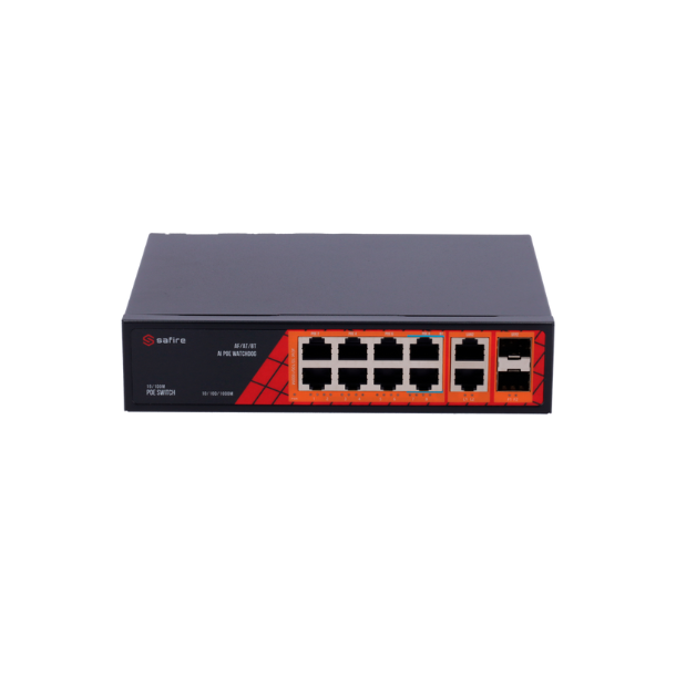 Safire PoE gigabit Switch 120W, 6x 30W PoE & 2x 60W PoE & 2x SFP Link & 2x Uplink, PoE WatchDog
