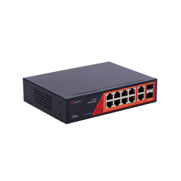 Safire PoE gigabit Switch 120W, 6x 30W PoE & 2x 60W PoE & 2x SFP Link & 2x Uplink, PoE WatchDog