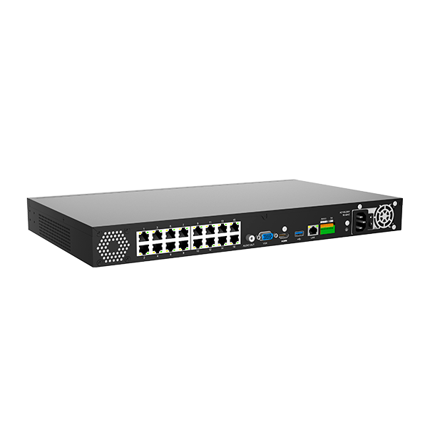 MS-N5016-NPE Milesight NVR, 16 kanaler, 16 x PoE, 1 x LAN, 160mbit, 2 x HDD , I/O, ANPR.