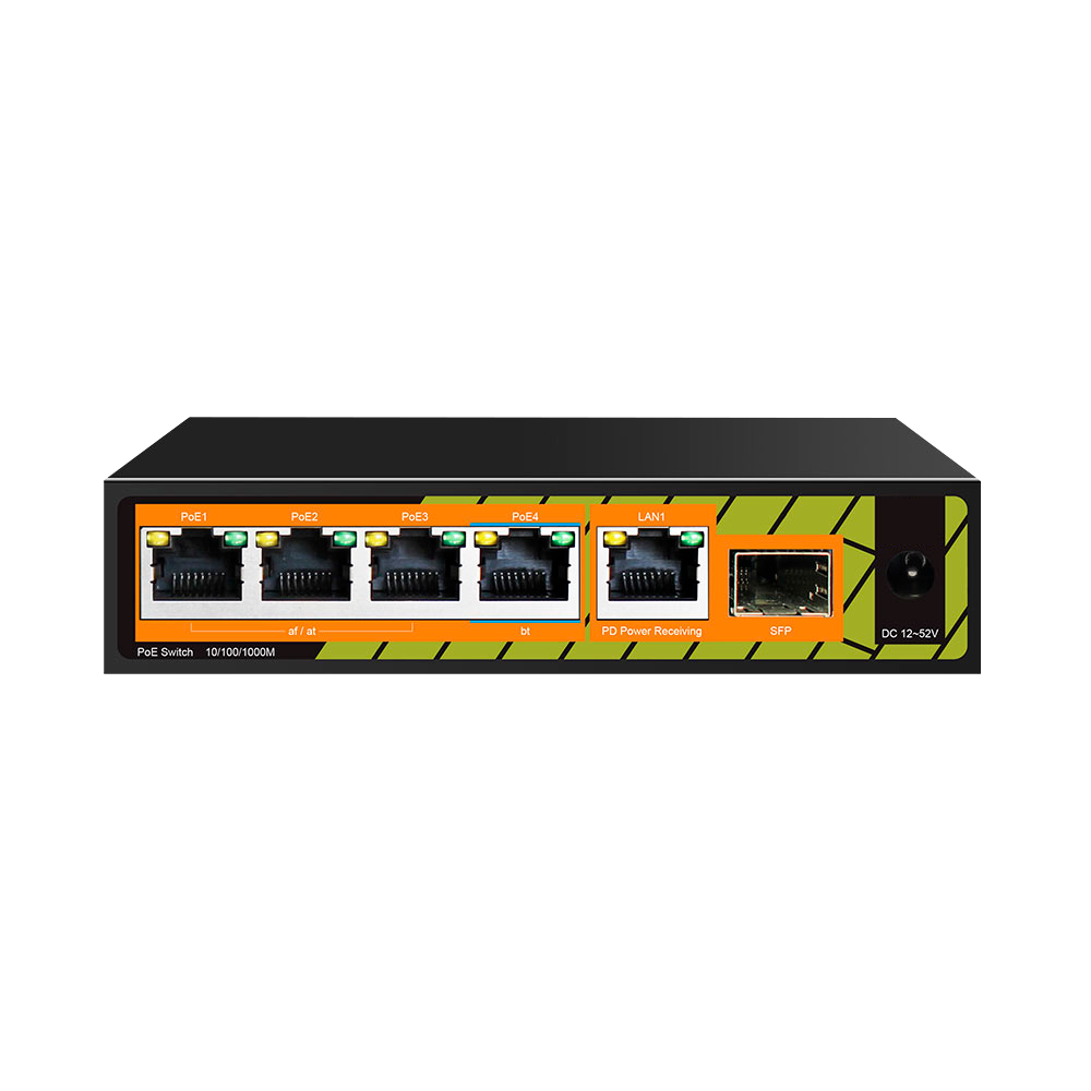 PoE Extender Switch 4EP+2EP 6 Ports 1000Mbps IEEE 802.3 af/at/bt