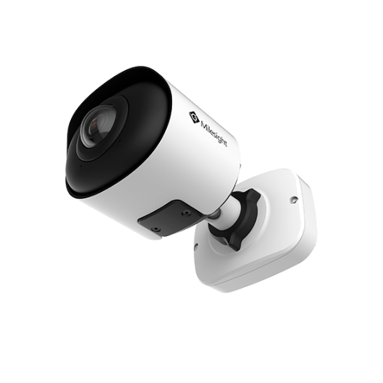 Milesight AI Mini-bullet panorama IP-kamera, 8.0MP, 1,64mm, FOV 180°, 30m IR, IP67/IK10, NDAA, hvid