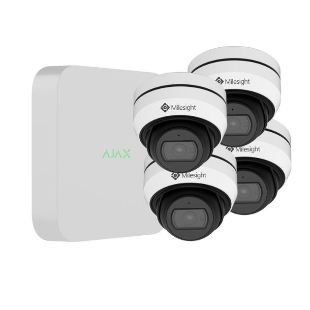 Ajax NVR video pakke m. 4 stk. Milesight kamaera, 2 MP