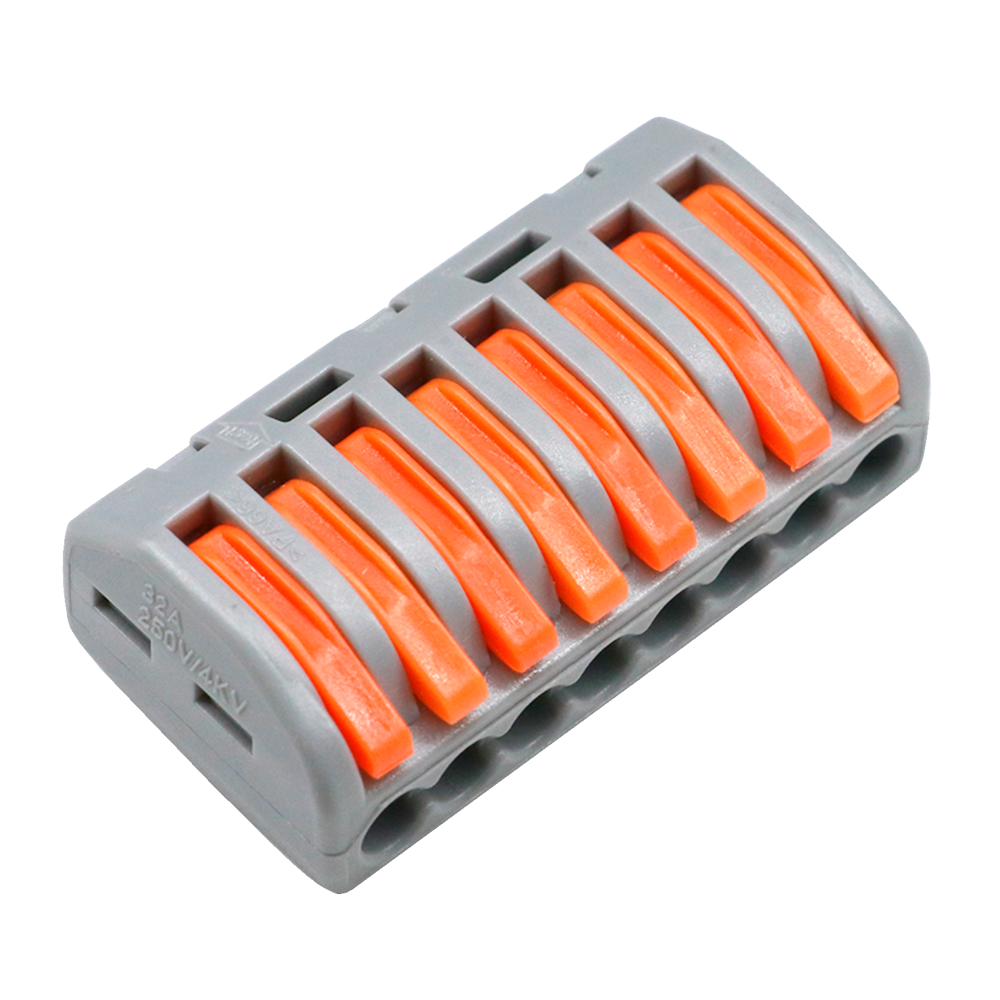 Safire hurtig connector, 1 ind/7 ud, 600V 32A, 28 ~ 12AWG, 10 stk.
