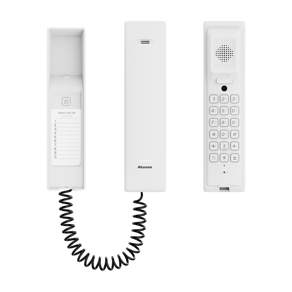 Akuvox svartelefon PoE, TCP/IP. Cloud, Hvid