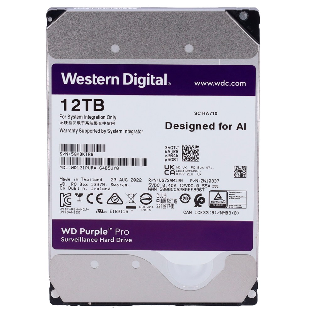 WD Purple 12TB surveillance harddisk