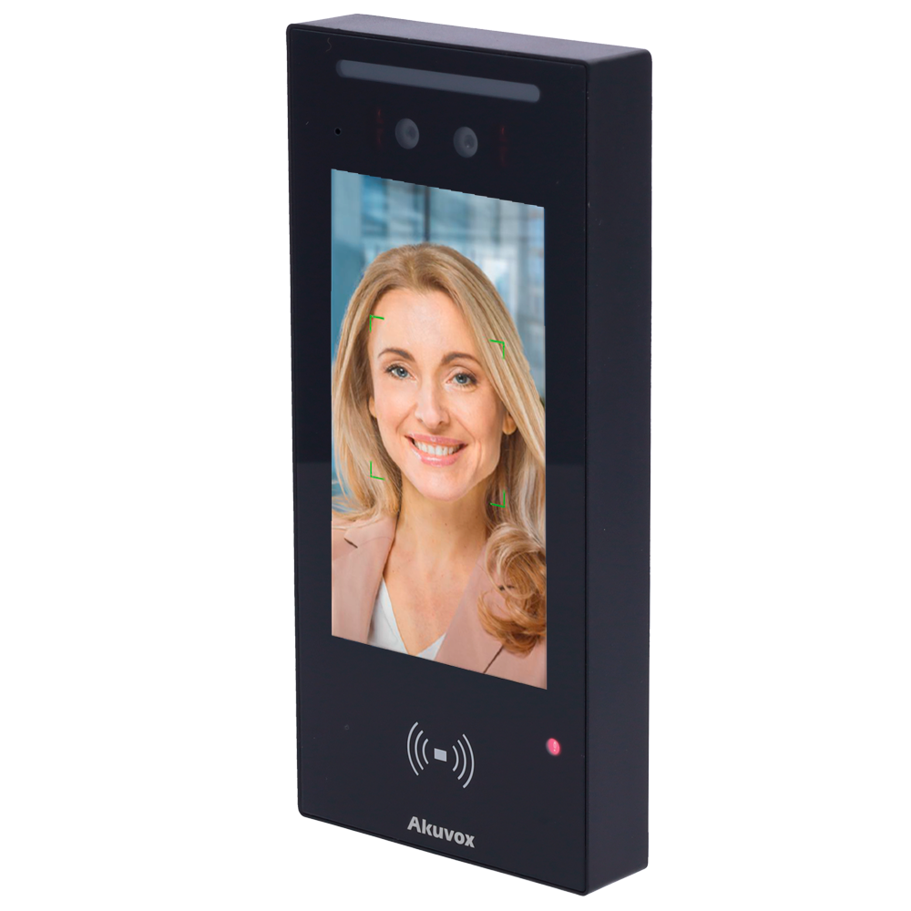 Akuvox dørtelefon m. ansigtsgenkendelse, 5" touchskærm, PoE, adgangskontrol, 1 relæ, Cloud
