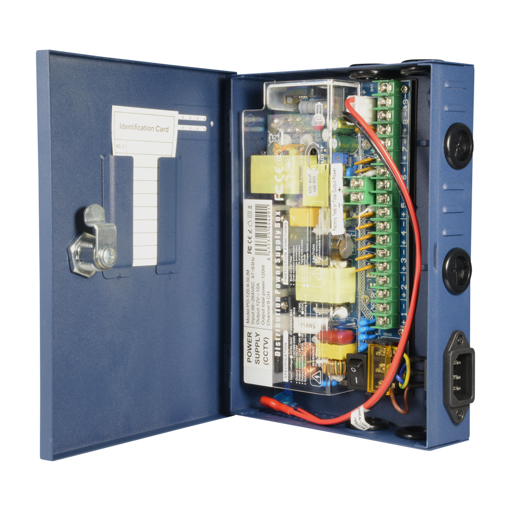 Strømskab 9 udgange, 12v DC, 10A