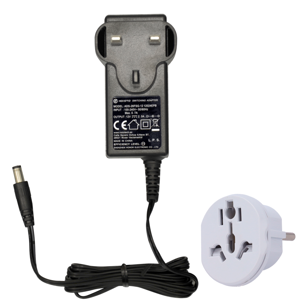 Strømadapter 12V 2A UK-stik Stabiliseret