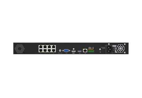 MS-N5008-UPC Milesight NVR, 8 kanaler, 8 x PoE, 1 x LAN, 80mbit, 2 x HDD , I/O.