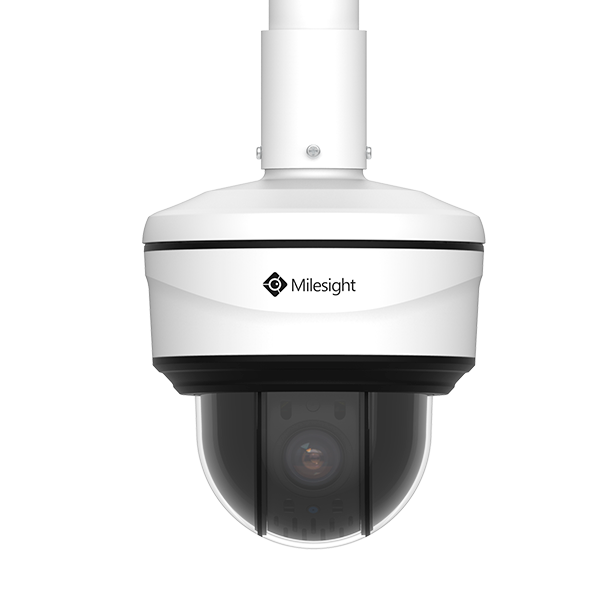 Milesight AI PTZ dome IP-kamera, 2,0MP, 5mm-117mm, FOV 60°-3°, 180m IR, IP66/IK10, NDAA, hvid