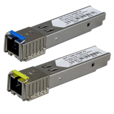Sæt med SFP moduler. Single mode fiber. SC Simplex, BiDi, Max 20 km, 1.25Gb/s - 1000Base-LX