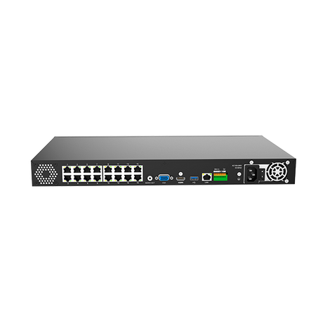MS-N5016-NPE Milesight NVR, 16 kanaler, 16 x PoE, 1 x LAN, 160mbit, 2 x HDD , I/O, ANPR.