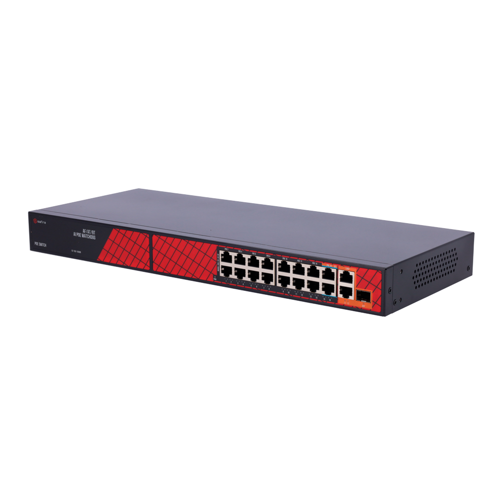 Safire PoE Switch 300W, 14x 30W PoE & 2x 60W Gigabit PoE & 2x Gigabit Uplink, WatchDog