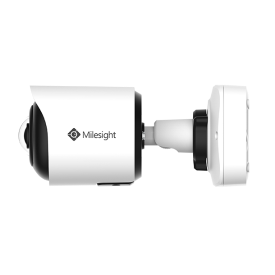 Milesight AI Mini-bullet panorama IP-kamera, 8.0MP, 1,64mm, FOV 180°, 30m IR, IP67/IK10, NDAA, hvid