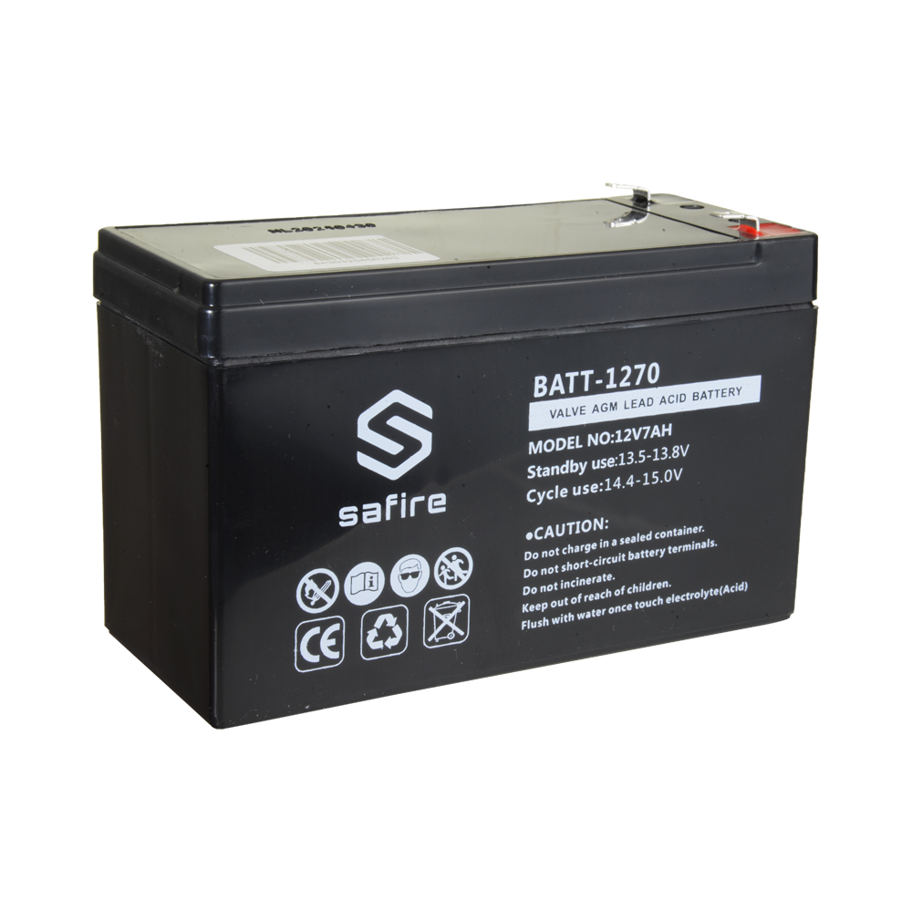 Safire 12v 7a batteri, 151 x 65 x 94 mm, til alarmer mm.