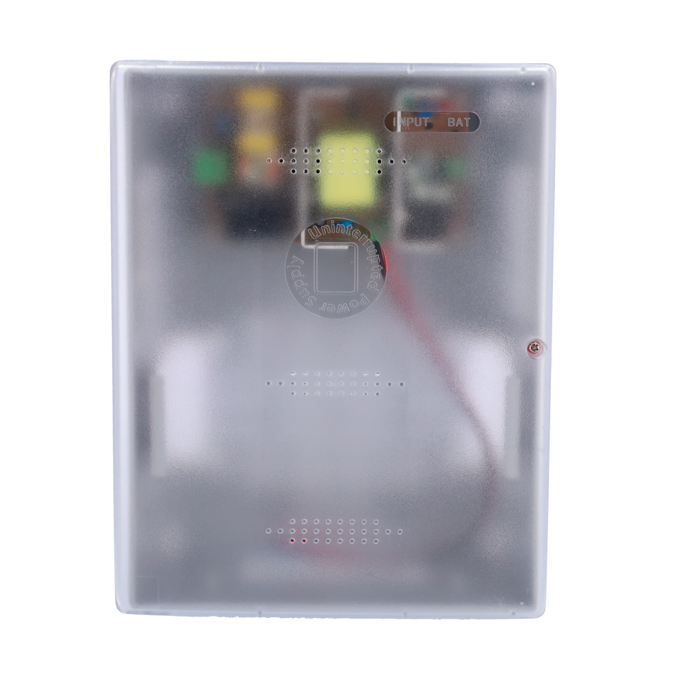 12V 5A Strømforsyning i plastkabinet med mulighed for tilslutning af backupbatteri (op til 17Ah)