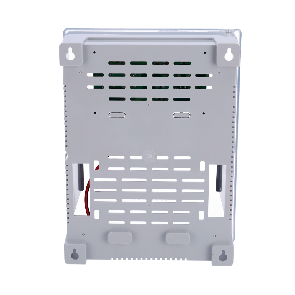 12V 5A Strømforsyning i plastkabinet med mulighed for tilslutning af backupbatteri (op til 17Ah)