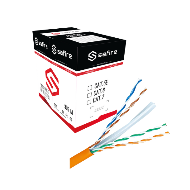 CAT6E U/UTP, cat 6, 24AWG, LSZH, 100% Cu, Eca, CE, 305m - Orange