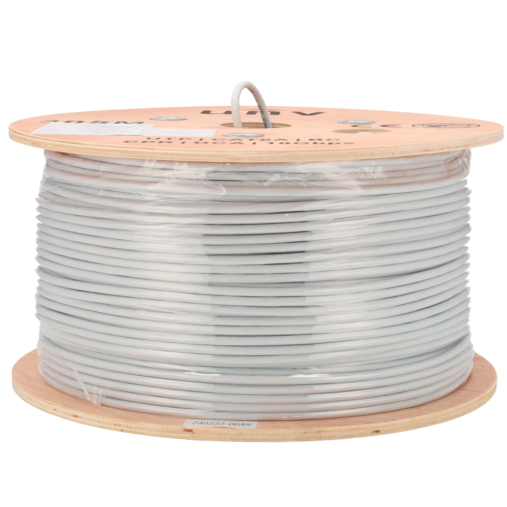 CAT6A U/UTP, cat 6A, 23AWG, LSZH, 100% Cu, Dca, CE, 305m, Hvid, Tromle