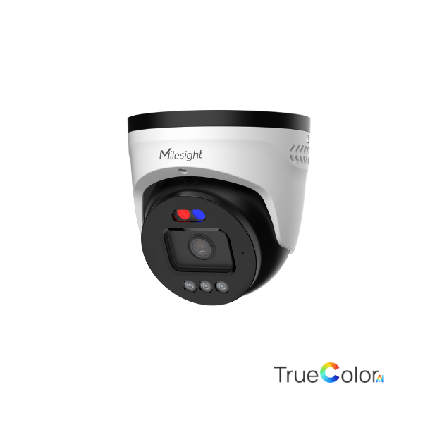 Milesight Q-serie AI TrueColor Turret IP-kamera, 8.0MP 1/1,8", 2,8mm, FOV 112°, 40m IR + 30m White LED, I/O, IP67/IK10, hvid.