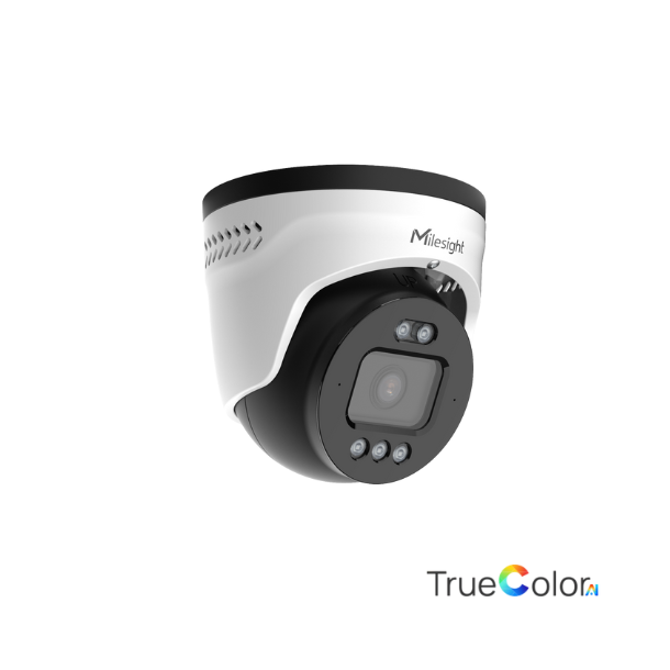 Milesight Q-serie AI TrueColor Turret IP-kamera, 4.0MP 1/1,8", 2,8mm, FOV 112°, 40m IR + 30m White LED, I/O, IP67/IK10, hvid.