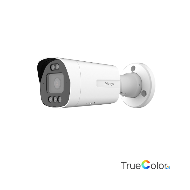 Milesight Q-serie AI TrueColor Bullet IP-kamera, 4.0MP 1/1,8", 2,8mm, FOV 112°, 40m IR + 30m White LED, I/O, IP67/IK10, hvid.