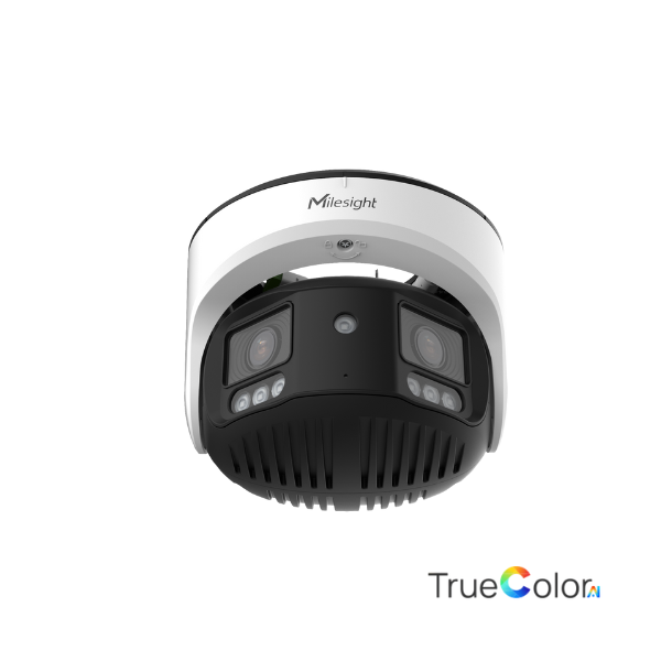 Milesight AI TrueColor Dome Dual-lens panorama IP-kamera, 2x4.0MP, 4mm, FOV 180°, 30m IR + White LED, IP67/IK10, hvid.