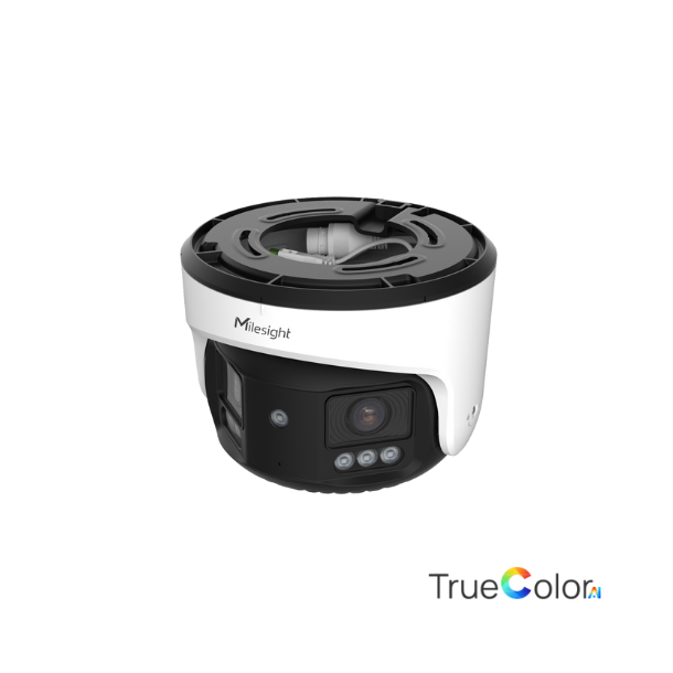 Milesight AI TrueColor Dome Dual-lens panorama IP-kamera, 2x4.0MP, 4mm, FOV 180°, 30m IR + White LED, IP67/IK10, hvid.