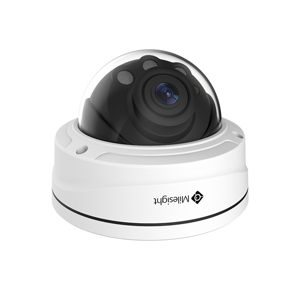 Milesight AI Pro-domeIP-kamera, 4,0MP / 1/1,8", 2,7mm-13,5mm, FOV 111°-47°, 60m IR, IP67/IK10, NDAA, hvid farve