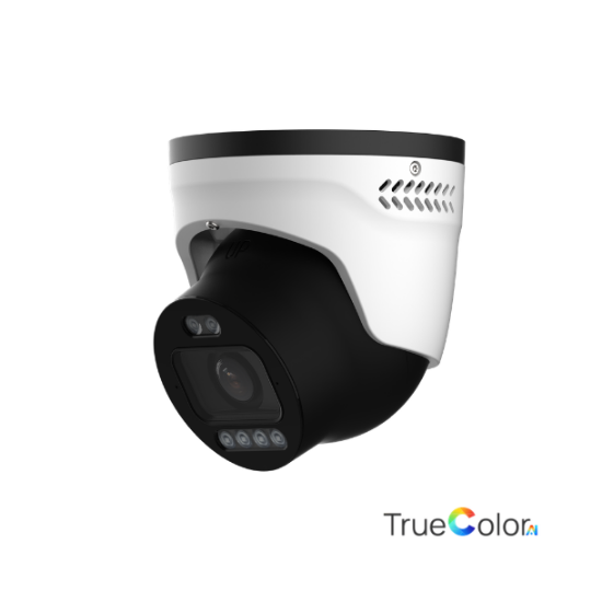 Milesight Q-serie AI TrueColor Turret IP-kamera, 4.0MP 1/1,8", 2,8-12mm, FOV 112-47°, 60m IR + 60m White LED, I/O, IP67/IK10, hvid.