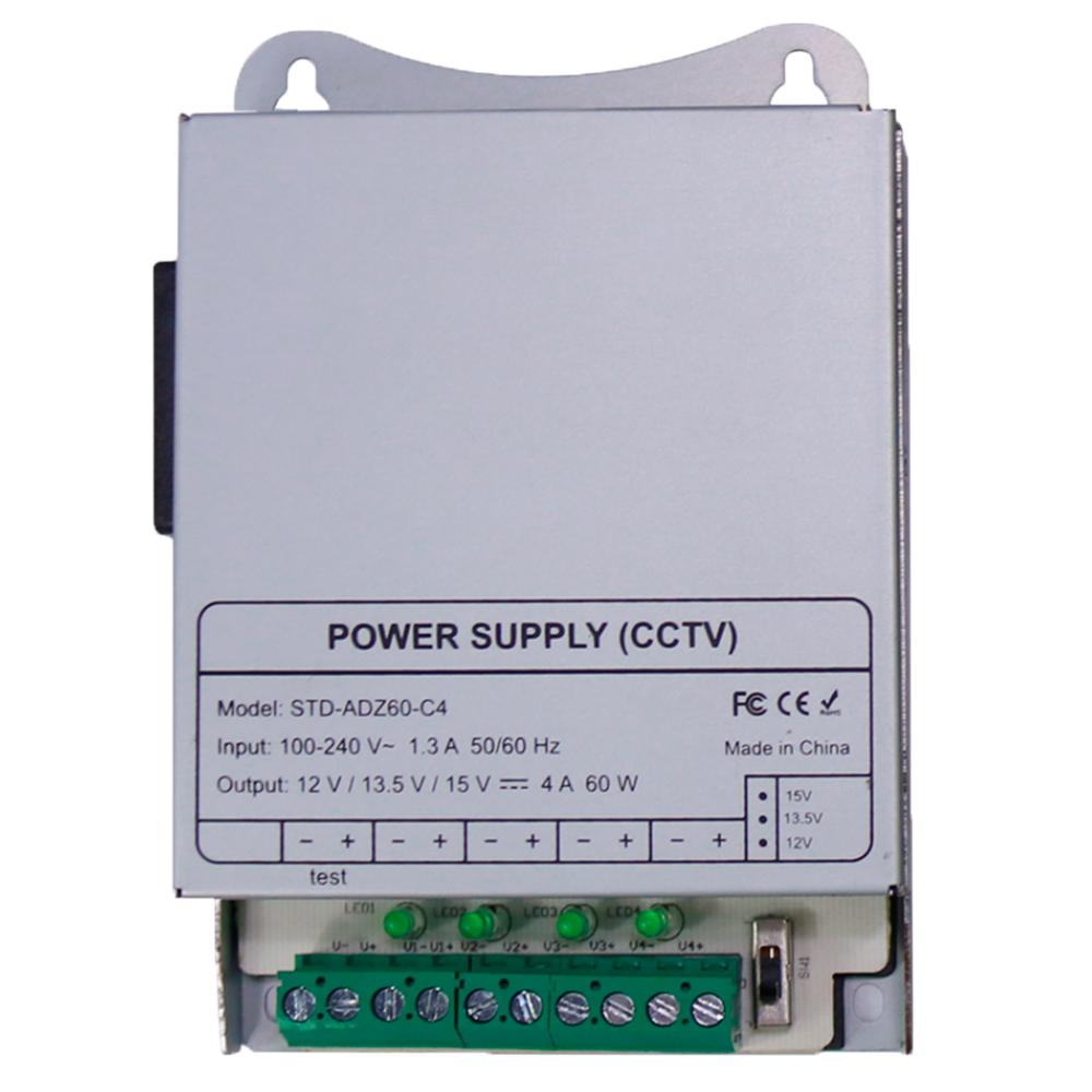 DIN-strømforsyning 12V 5A/60W 4 Udgange