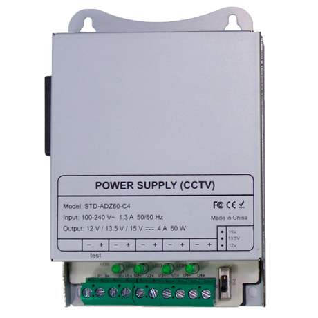 DIN-strømforsyning 12V 5A/60W 4 Udgange