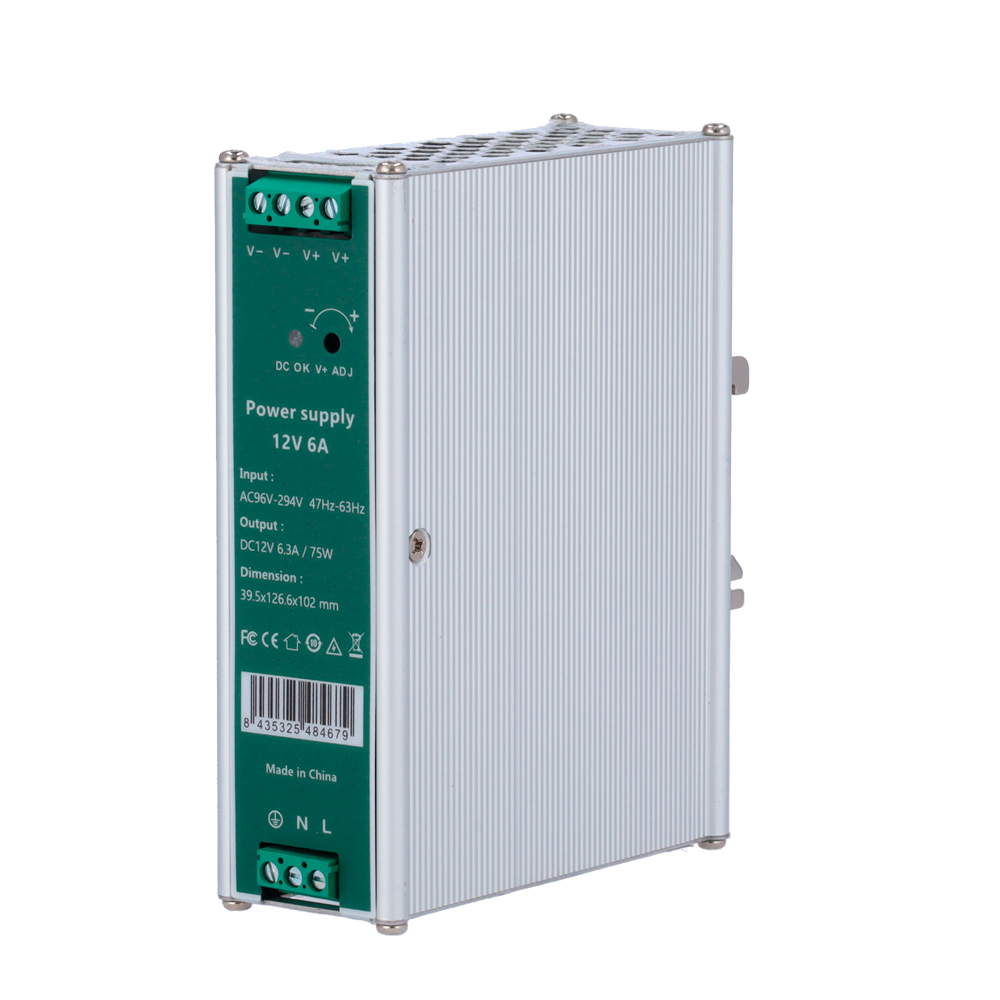 DIN-strømforsyning 12V 6,3A/75W