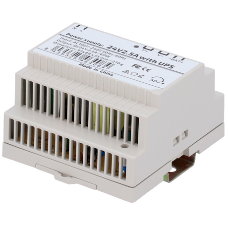 DIN-strømforsyning 24V 2,5A/60W m/UPS-funktion