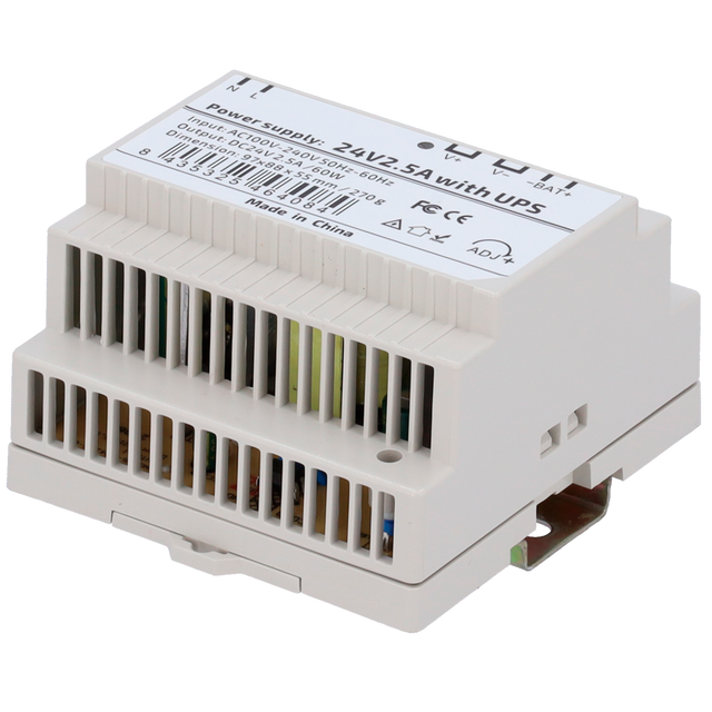DIN-strømforsyning 24V 2,5A/60W m/UPS-funktion