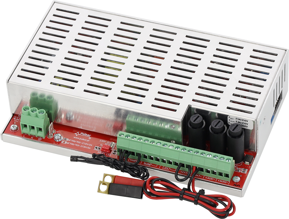 EN54 strømforsyningsmodul 27,6V 2A, 2x7Ah