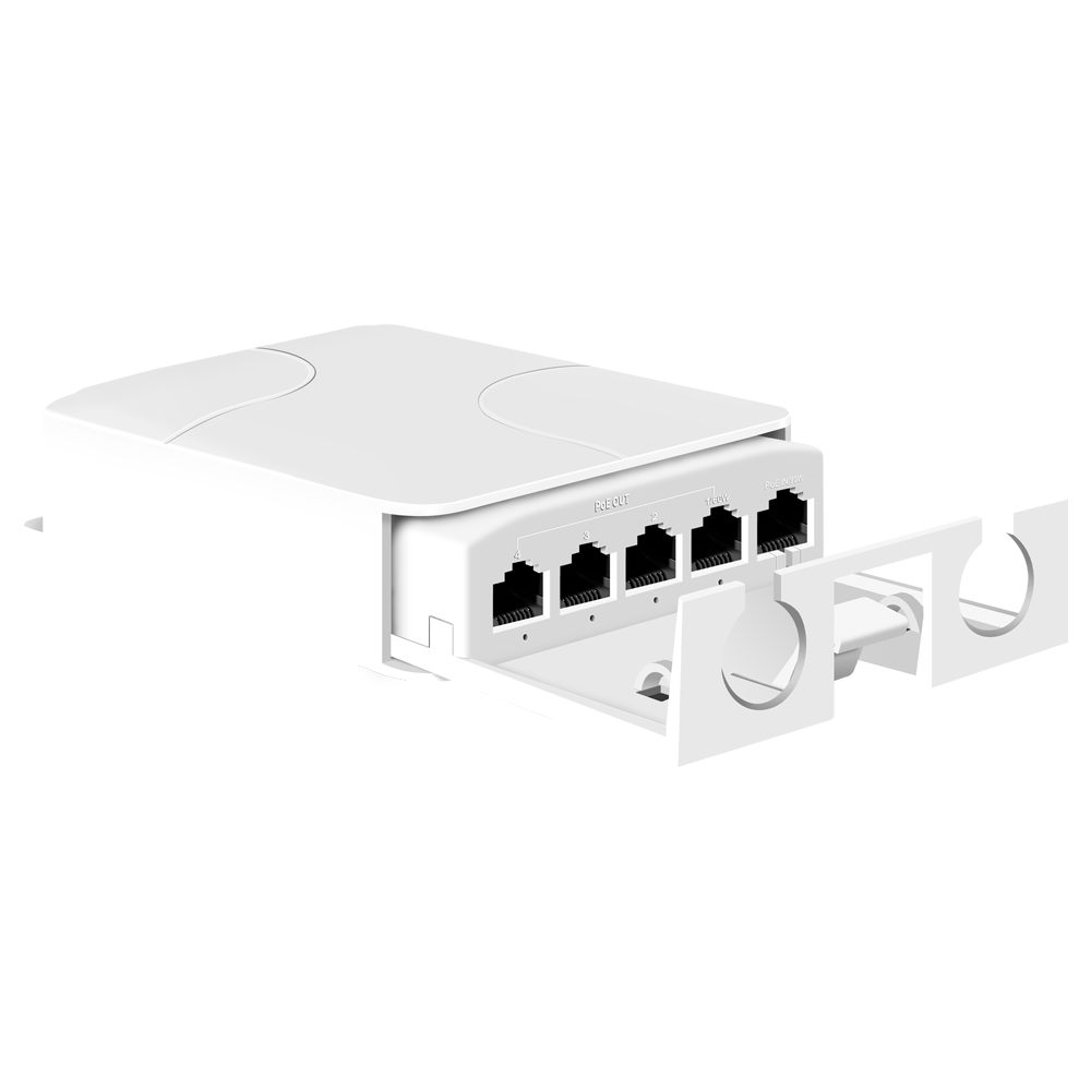 Udendørs PoE-extender, 4 port 100Mbps, af/at/bt