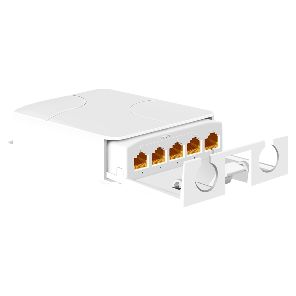 Udendørs PoE-extender, 4 port Gigabit, af/at/bt