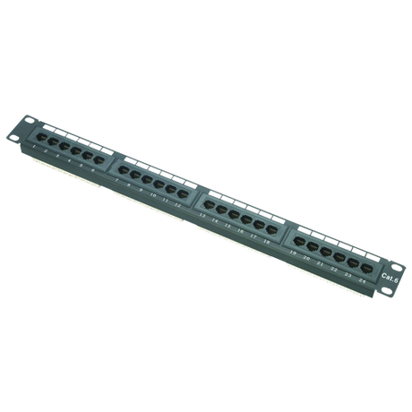 Patchpanel 24 port UTP/RJ45 CAT6, 1U