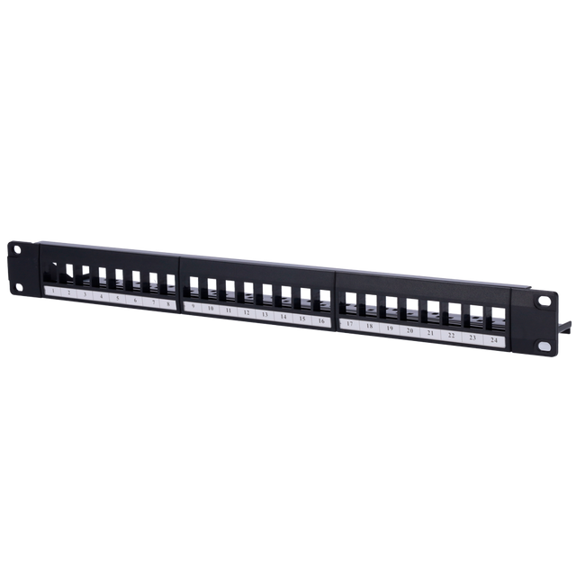 Blankt patchpanel 24 port UTP/RJ45, 1U