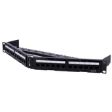 Vinklet patchpanel 24 port UTP CAT6, 1U