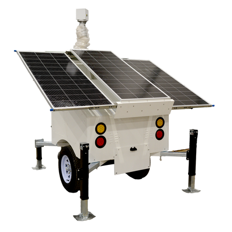 Safire Solcelletrailer til CCTV, 3x120W, 2560Wh LiFePO4, 6m mast
