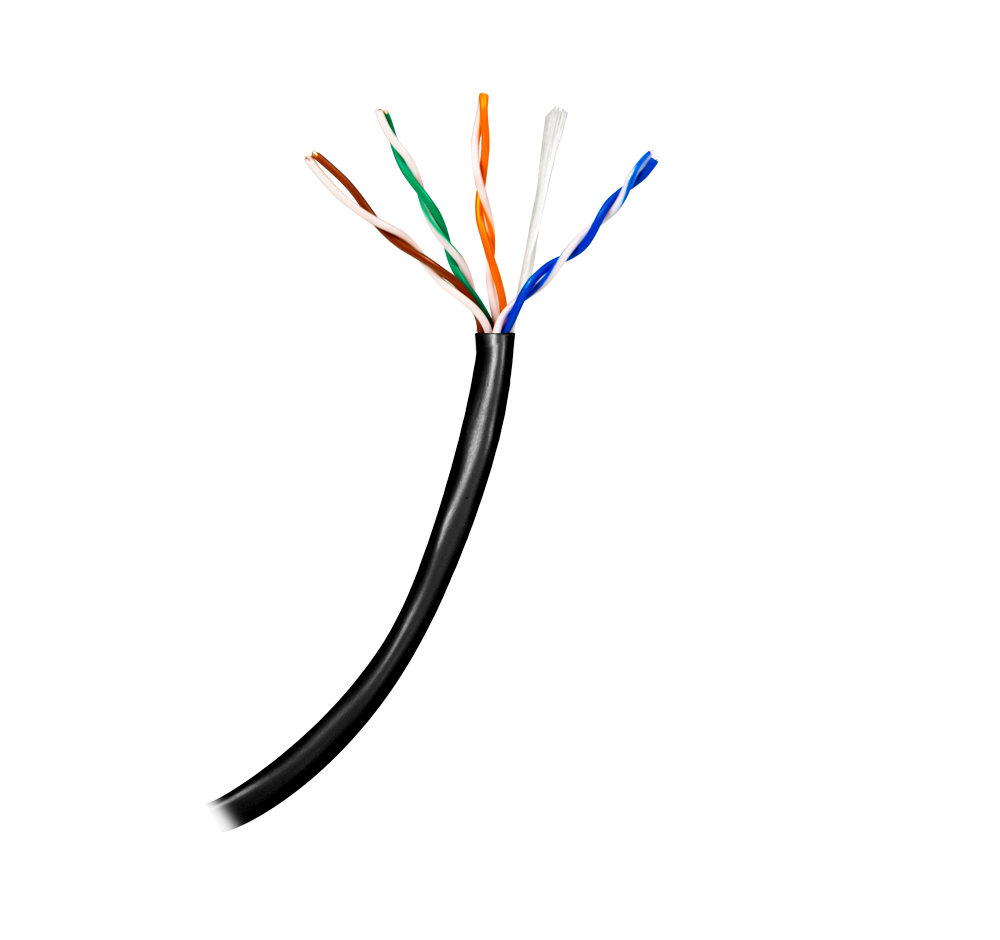Safire UTP-kabel Cat5E 100m, OFC-kobber, udendørs, Sort