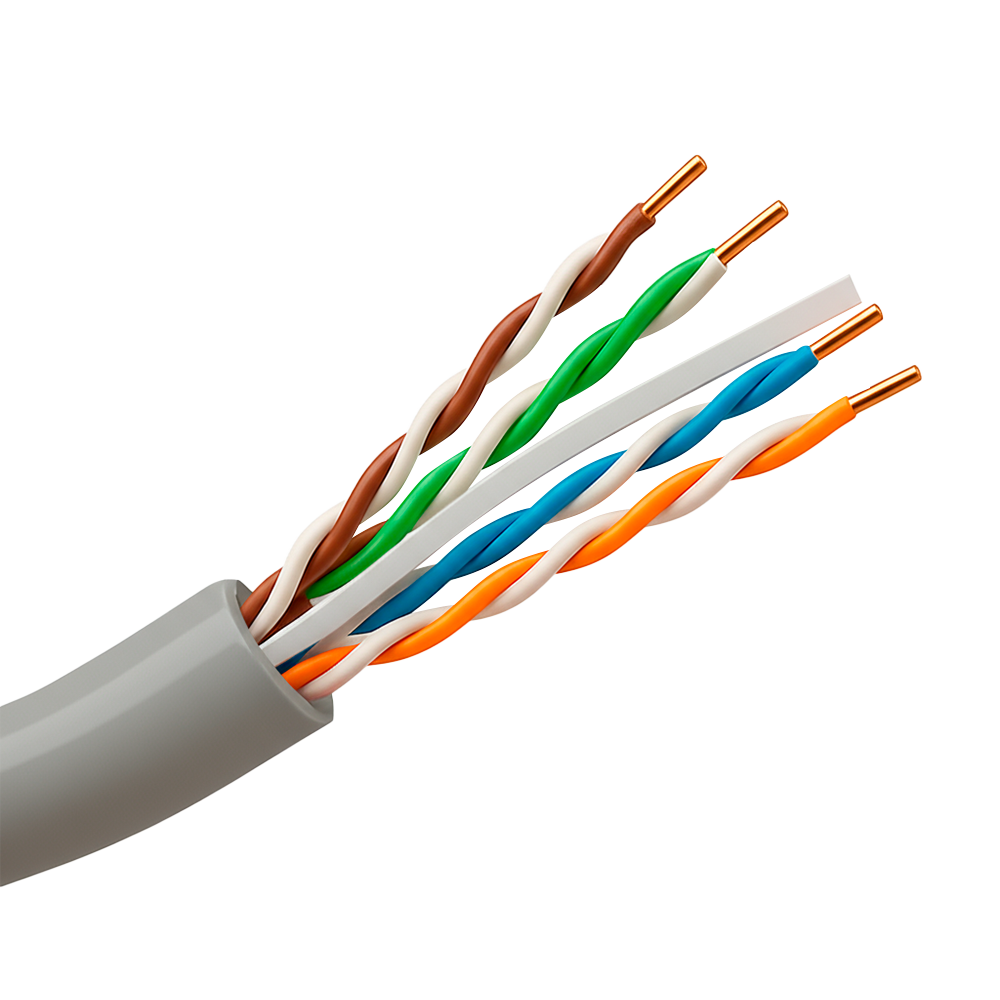 Safire UTP-kabel Cat6 305m, OFC-kobber, PVC Eca, Hvid/grå