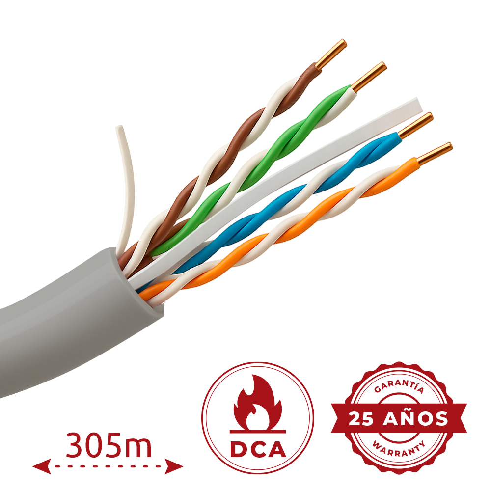 CAT6E U/UTP, cat 6, 24AWG, LSZH, 100% Cu, Eca, CE, 305m, Hvid