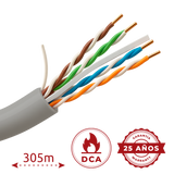 CAT6E U/UTP, cat 6, 24AWG, LSZH, 100% Cu, Eca, CE, 305m, Hvid