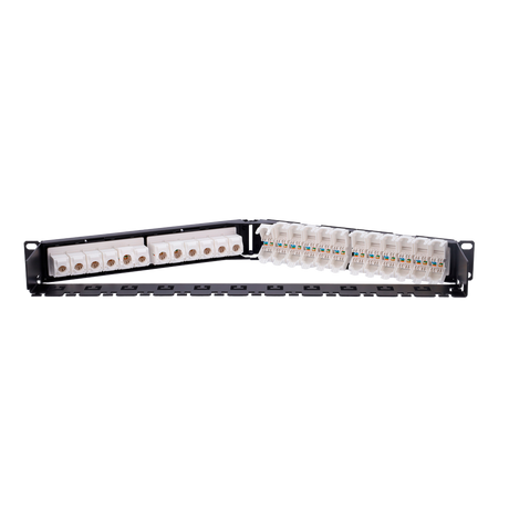 Vinklet patchpanel 24 port UTP CAT6, 1U